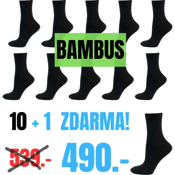 Pánské ponožky Bambusové ponožky s lycrou 10+1 ZDARMA!, Barva: Černá, Velikost: 46 - 47 (11 - 12)