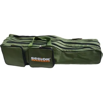 Pouzdro na prut Tříkomorové pouzdro na pruty Sellior 145cm - ZELENÉ