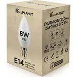 ecoPLANET LED žárovka E14 svíčka 8W 700lm - teplá bílá