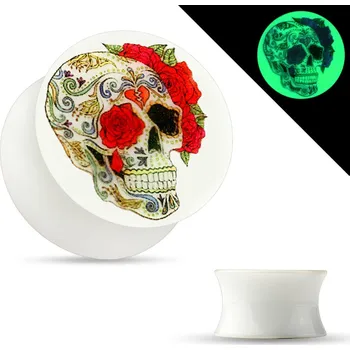 Piercing Šperky4U Akylátový plug lebka, průměr 12 mm - PL01184-12