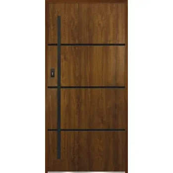 Vchodové dveře Kovové vchodové dveře S68 Unico 80L dub zlatý otevírání dovnitř