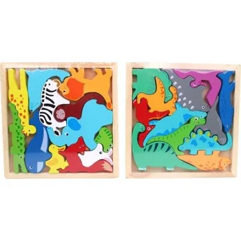 Hlavolam Dřevěný hlavolam, zvířátka, 16,5 x 16,5 cm