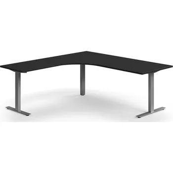 Psací stůl Rohový psací stůl QBUS, T-nohy, 2000x2000 mm, stříbrná podnož, černá