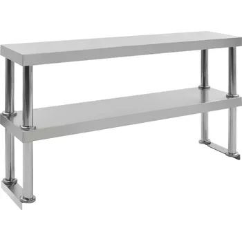 Dílenský stůl ZBXL Dvoupatrová police nad pracovní stůl 120x30x65 cm nerezová ocel