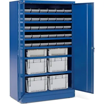 Dílenská skříň SHIFT s 36 plastovými boxy, 1900x1150x635 mm, modrá