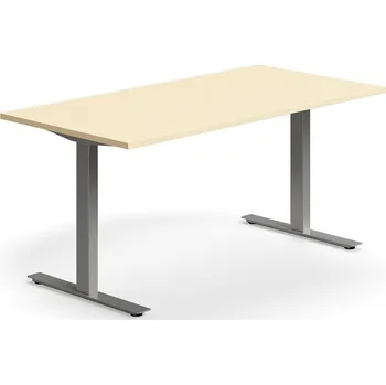 Psací stůl Psací stůl QBUS, T-nohy, 1600x800 mm, stříbrná podnož, bříza