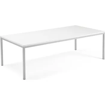 Jednací stůl Jednací stůl QBUS, 2400x1200 mm, 4 nohy, stříbrný rám, bílá