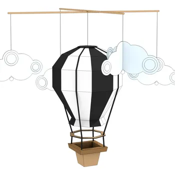 3D puzzle DIY kreativní sada - vystřihovánka: Horkovzdušný balón mini barva: černý