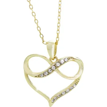 Náhrdelník Pozlacený stříbrný náhrdelník se Swarovski Elements srdce Krystal