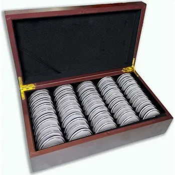 Dřevěná kazeta etue na mince 50 pozic Mahagon tmavý BMD MHG-50BL