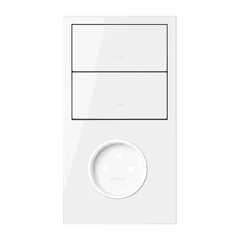 Elektrická zásuvka Simon 100 10020222-130 Sestava 2 násobná: 1 zásuvka + 2 kryty bílá