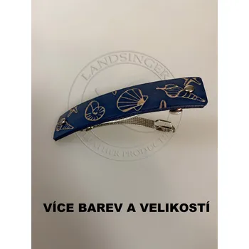 Kožená spona do vlasů - mořský svět. (MOŽNOST VÍCE BAREVNÝCH VARIANT / Leather hair clip – Sea World.)
