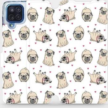 Pouzdro na mobilní telefon Flipové pouzdro Mobiwear na mobil Samsung Galaxy M12 - M097P Mopsíci - výprodej (Parádní flip obal, kryt, pouzdro Mobiwear na mobil Samsung Galaxy M12 s motivem M097P Mopsíci)