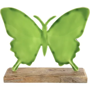 Kovová dekorace motýl BUTTERFLY 20 cm zelená