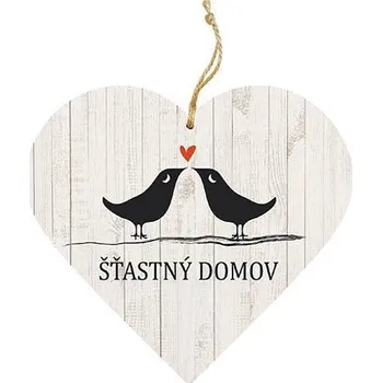 Bohemia Gifts DEKORAČNÍ DŘEVĚNÉ SRDCE ŠŤASTNÝ DOMOV