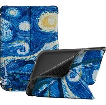 Pouzdro na čtečku elektronické knihy Origami Durable Lock ODL-103 pouzdro pro Pocketbook 616 / 617 / 618 / 627 / 628 / 632 / 633 - motiv Gogh, stojánek, magnet + BONUSY