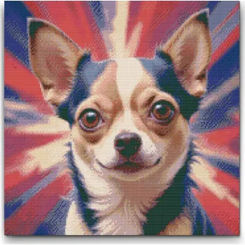 Diamantové malování Diamantové malování - Čivava v odstínech červené a modré Velikost: 50x50cm, Rámování: Pouze srolované plátno, Diamanty: Kulaté