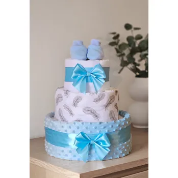 Přebalování Plenkový dort modré pírko