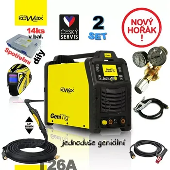 Svářečka KOWAX® GeniTig® 220AC/DC LCD, Svařovací invertor, set 02 + SAMOSTMÍVACÍ KUKLA + VENTIL