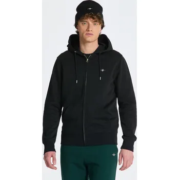 Pánská mikina MIKINA GANT REG SHIELD FULL ZIP HOODIE BLACK