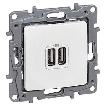 vypínač NIL DVOJITÁ NABÍJEČKA USB BÍLÁ *764594