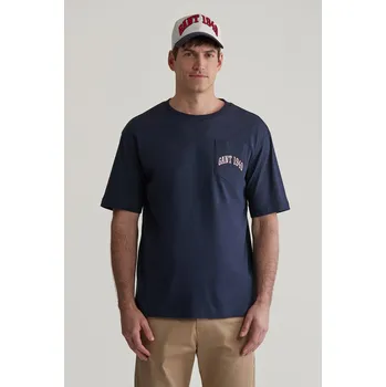 Pánské oblečení TRIČKO GANT POCKET GRAPHIC TSHIRT EVENING BLUE