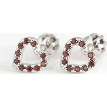 Náušnice Stříbrné naušnice pecičky srdíčka s českými granáty STNAU1923F