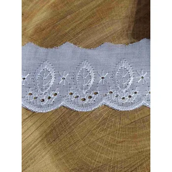 Krajka Madeira - štykování šíře 50 mm lístečky 1,8 m barva bílá