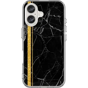 Pouzdro na mobilní telefon Kryt STYLE iPhone 16 pevný Mramor černo-zlatý (obal neboli pouzdro na iPhone 16)