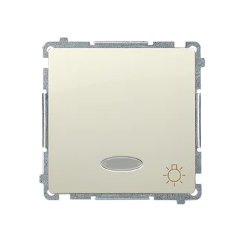 vypínač Simon Basic BMS1L24V.01/12 Ovladač zapínací (přístroj s krytem), s piktogramem "světlo", s LED podsvětlením na 24 V, řazení 1/0So, 10 A / 24 V~, bezšroubové svorky béžová