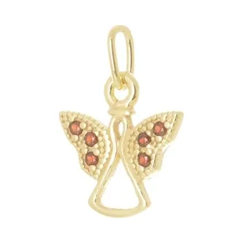 Přívěsek Stříbrný pozlacený přívěšek andílek s českými granáty STRZ1158F