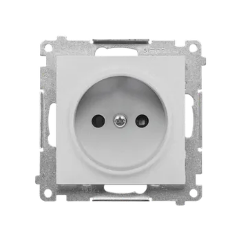 Elektrická zásuvka Simon 55 TG1CZ.01/143 Zásuvka 1 násobná, bez uzemnění, se clonkami hliníková matná