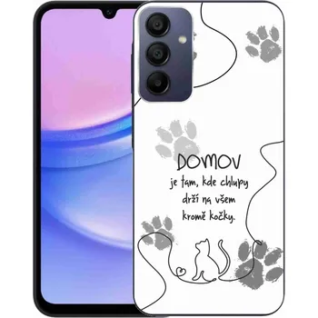 Pouzdro na mobilní telefon Gelový kryt mmCase na Samsung Galaxy A15 4G/5G - kočičí motiv bílé pozadí