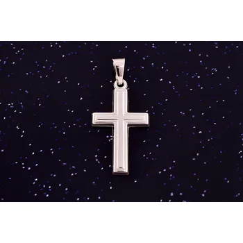 Přívěsek Zlatý přívěsek křížek bílý P037, Au 585/1000 14kt, 0,75g (14kt,váha 0,75g)