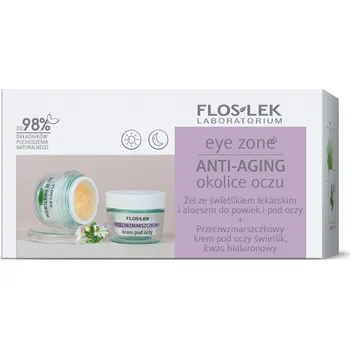 Péče o oční okolí Floslek Eye Zone set Gel na oční víčka a aloe vera na oční víčka a pod oči 10g + oční krém proti vráskám s echinaceou a kyselinou hyaluronovou 15ml