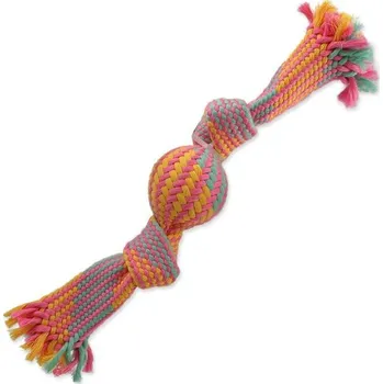 Hračka pro psa Hračka Dog Fantasy přetahovadlo s míčkem barevný vzor 1, 2 knoty 33cm