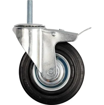 Pojezdové kolečko Kolečko otočné s brzdou, gumové se šroubem 150kg 200/44/230mm
