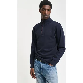 Pánské oblečení MIKINA GANT SACKER RIB HALF ZIP EVENING BLUE