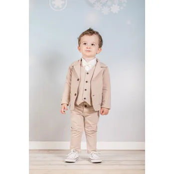 Chlapecký béžovo bílý set se sakem 6-dílný A155