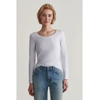 TRIČKO GANT SLIM COT/ELA LS SCOOP NECK TOP WHITE