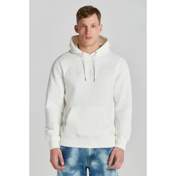 Pánské oblečení MIKINA GANT EMBOSSED SWEAT HOODIE EGGSHELL