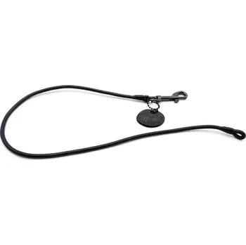 Vodítko pro psa Morko Výstavní vodítko bez poutka, kulatá černá kůže 5 mm, karabina šedá cm: 60 cm