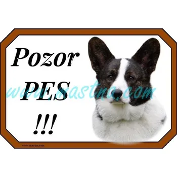 Cedulka velškorgi cardigan, welshcorgi pozor - Bez samolepicí vrstvy
