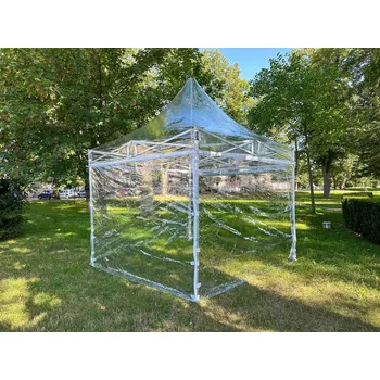 Zahradní stan Nůžkový párty stan 4x4 m TENTino BH TRANSPARENT EXTRA HIGH ROOF