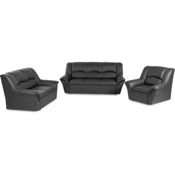 Sedací souprava Kožená sedací souprava DUBAJ LUX 3+2+1, černá (k-70)