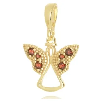 Přívěsek Stříbrný pozlacený přívěšek andílek s českými granátky STRZ1157F