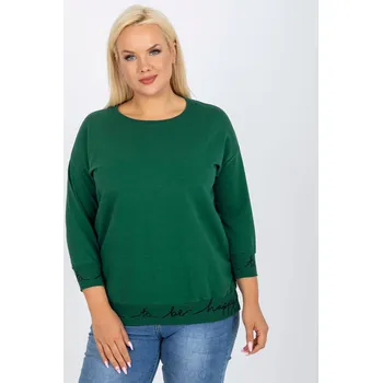 Dámská mikina Oversize mikina Charliza s nápisy na patentech tmavě zelená+černá