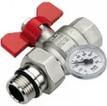 TIEMME Kulový kohout PŘÍMÝ MF 1" s teploměrem, ČERVENÁ TM2120R2806