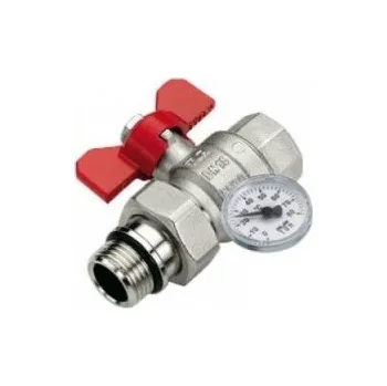 Ventil TIEMME Kulový kohout PŘÍMÝ MF 1" s teploměrem, ČERVENÁ TM2120R2806