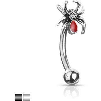 Piercing Piercingate Piercing do obočí - pavouček POB00212 - Barva/Motiv: Stříbrná, Délka tyčky: 8 mm, Kuličky: 3 mm, Průměr tyčky: 1,2 mm